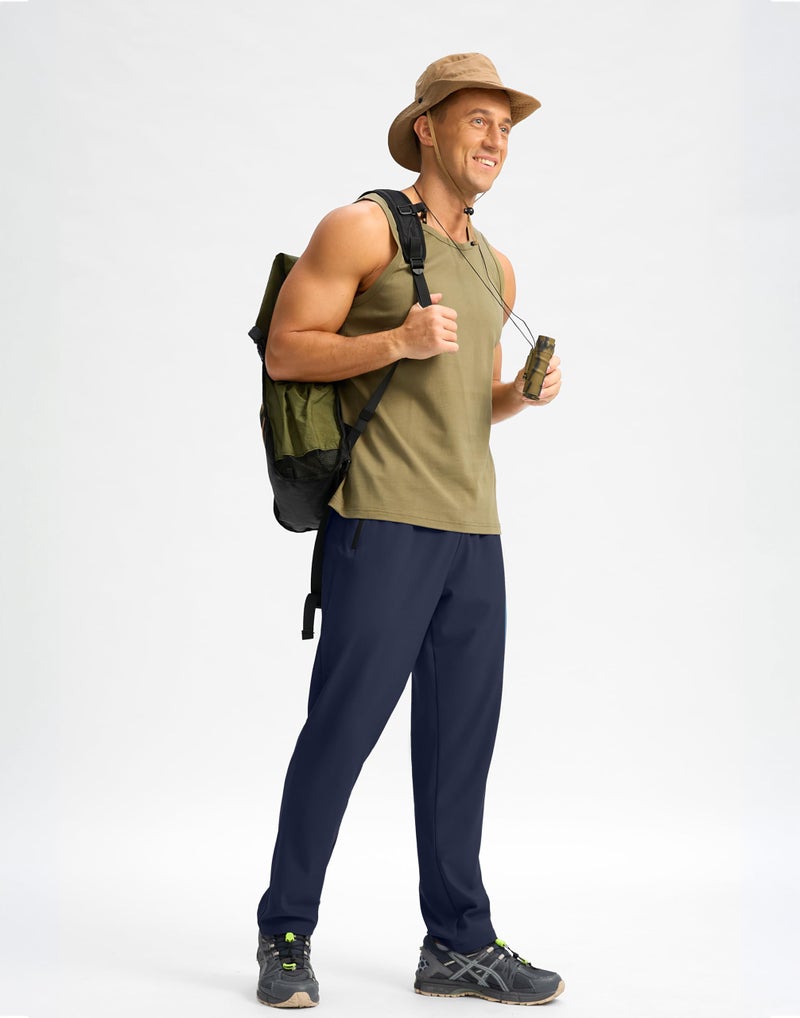 Pudolla Mens Summer Lightweight Breathable Casual Hiking Running Pants Outdoor Sports Quick Dry Trousers(Navy XL) - Image 3