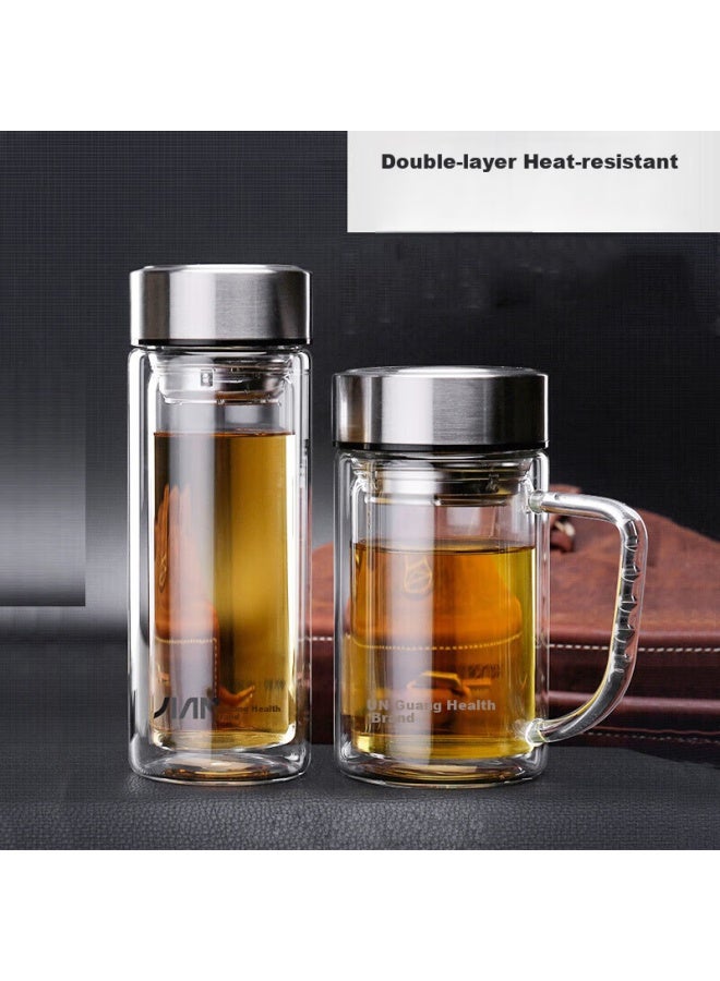 Tomimitsu Fuguang Double-layer Glass Cup, Large Capacity, With Tea Strainer, Water Cup, High Borosilicate Tea Infuser Mug, Business Men's Office Cup - Image 5