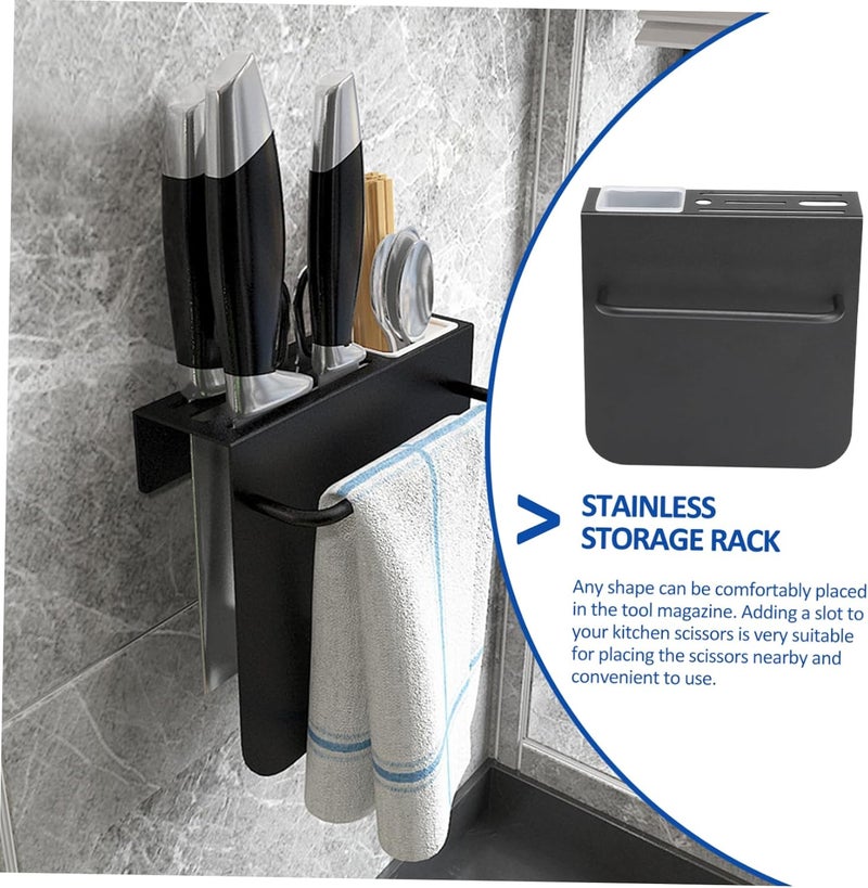 Wall-mounted Kitchen Knife Holder Multi-use Stainless Steel Cutlery Rack Chopsticks Storage Space-saving Design for Easy Organization and Drainage - Image 3