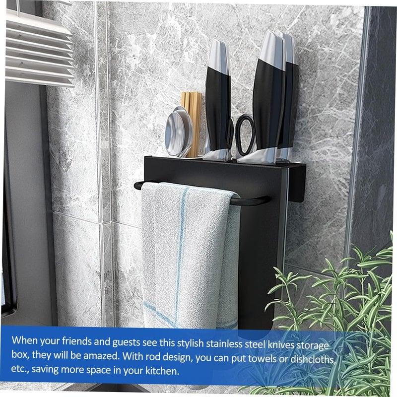 Wall-mounted Kitchen Knife Holder Multi-use Stainless Steel Cutlery Rack Chopsticks Storage Space-saving Design for Easy Organization and Drainage - Image 2