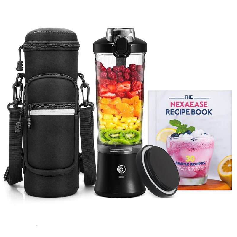 NexaEase Portable Blender with Insulated Carrying Case Recipe Book for Shakes and Smoothies 20 OZ Personal Juicer Electric Protein Shaker Bottle Mini Small Blender Cup with USBC Rechargeable Travel Lid - Image 2