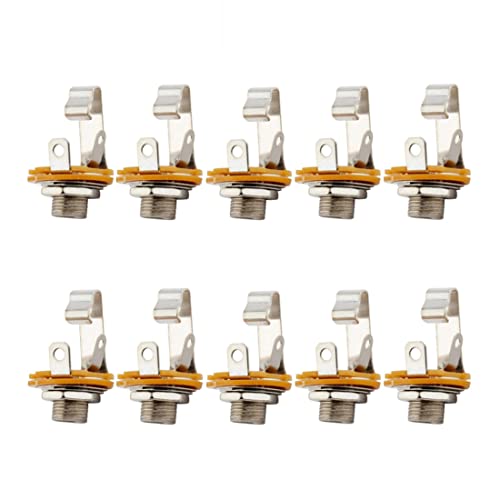 GDQLCNXB 1/4 inch 6.35mm Microphone Mono TS Socket Female Connector Panel Mount Adapter 10 Pcs - Image 1