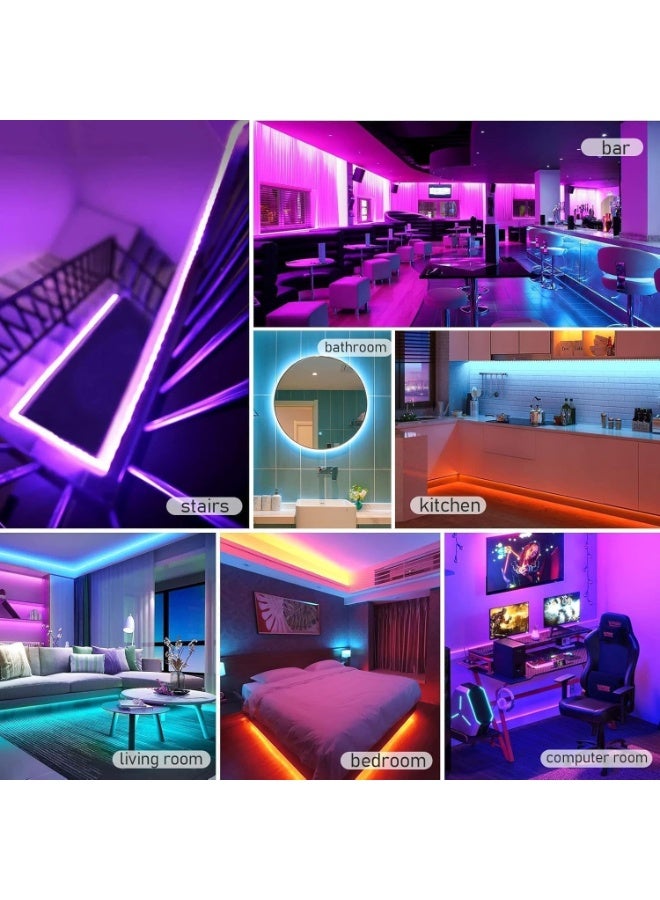 شريط إضاءة LED RGB بطول 50 متر 220 فولت مقاوم للماء IP65 مع ريموت وكنترولر – إضاءة متعددة الألوان مرنة قابلة للقص للاستخدام الداخلي والخارجي للمنزل والحديقة - Image 3