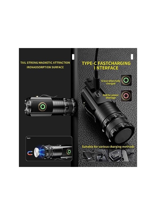 PROMASS promass Portable Rechargeable Super Bright Pocket Light，1500 Lumens Triple Core Outdoor Tactical Mini Flashlight, Tail Magnet with Clip Multifunctional Flashlight，Camping, Emergencies.  - Image 4