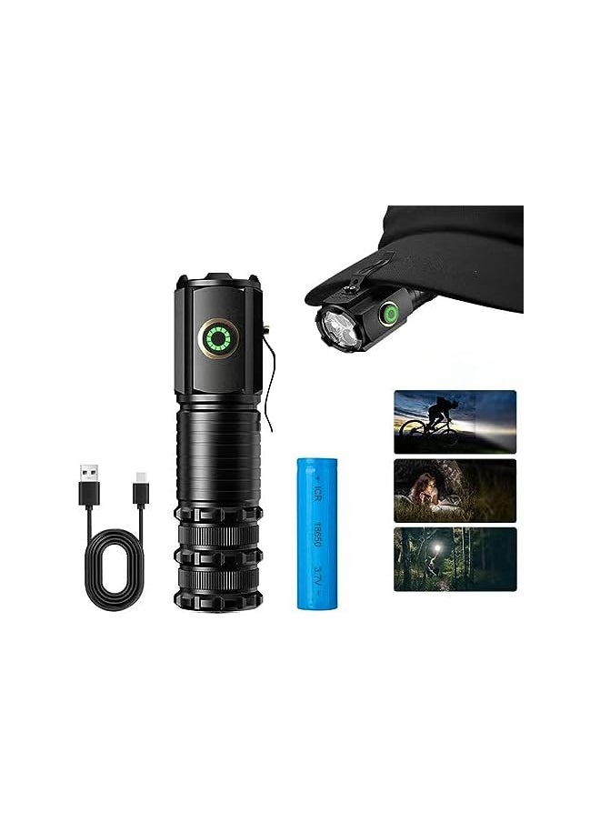 PROMASS promass Portable Rechargeable Super Bright Pocket Light，1500 Lumens Triple Core Outdoor Tactical Mini Flashlight, Tail Magnet with Clip Multifunctional Flashlight，Camping, Emergencies.  - Image 2