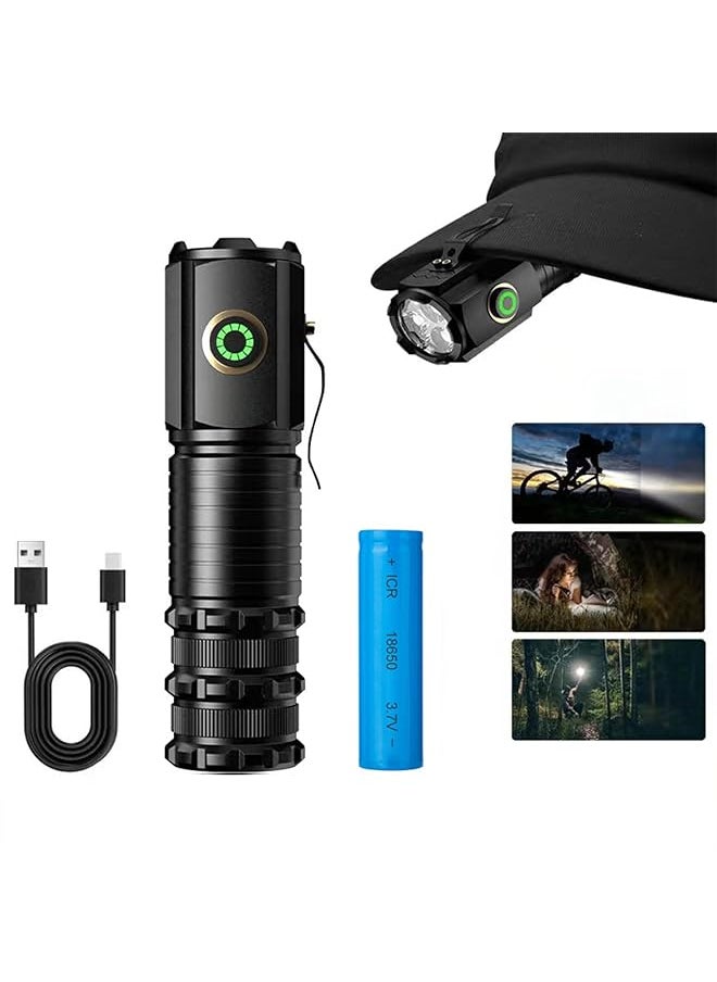 PROMASS promass Portable Rechargeable Super Bright Pocket Light，1500 Lumens Triple Core Outdoor Tactical Mini Flashlight, Tail Magnet with Clip Multifunctional Flashlight，Camping, Emergencies.  - Image 1