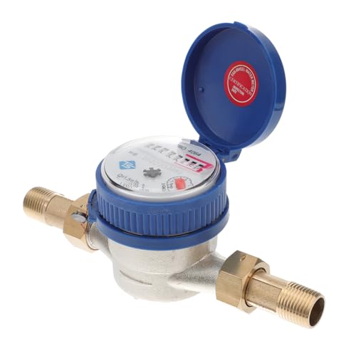 Hemobllo Water Meter Water Flow Meter Cold Water Meter for Garden and Home Use, Measures in Cubic Meter, DN15, 1/2" NPT Couplings - Image 1