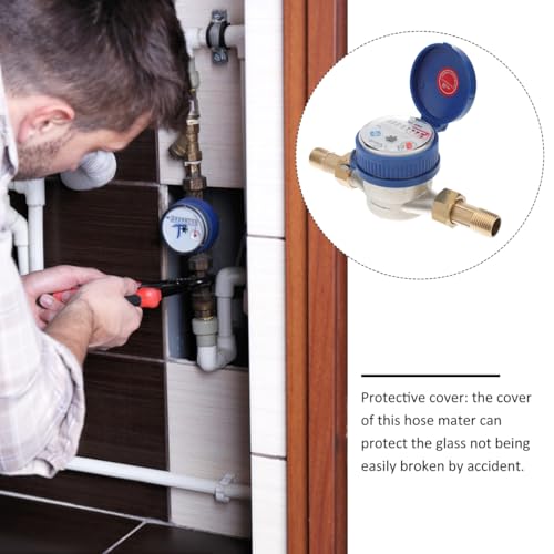 Hemobllo Water Meter Water Flow Meter Cold Water Meter for Garden and Home Use, Measures in Cubic Meter, DN15, 1/2" NPT Couplings - Image 4