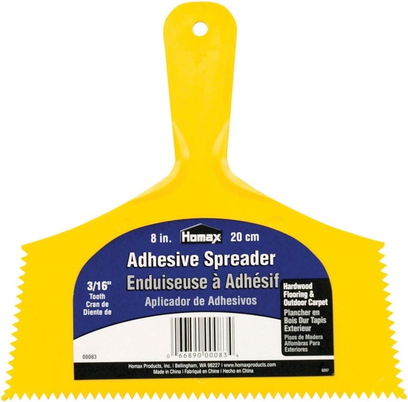 Homax 8-Inch Wide Outdoor Carpet Adhesive Spreader with 3/16-Inch Notch - Image 1