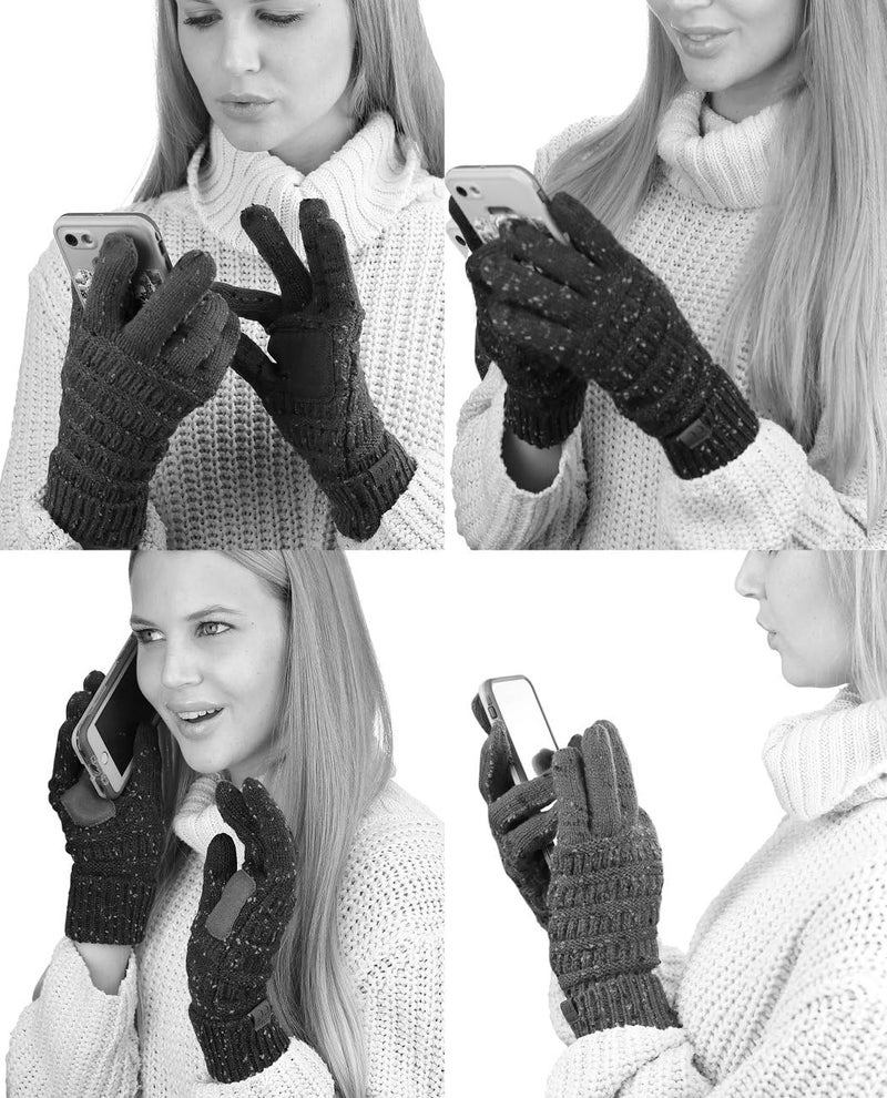 Cc Unisex Cable Knit Winter Warm Anti-Slip Touchscreen Texting Gloves - Image 3