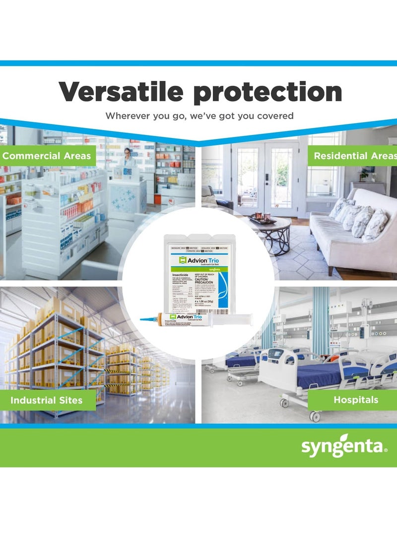 syngenta - Advion Trio Cockroach Gel Bait, 1 Tubes x 30-Grams, 1 Plunger and 1 Tips, Formulated with 0.6% Indoxacarb, 0.1% Novaluron and 0.1% Pyriproxyfen, Ready-to-Use Roach Killer for Indoor and Outdoor Use - Image 1