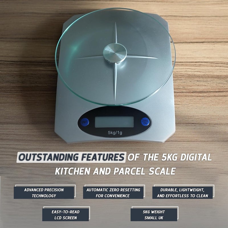 Digital Postage Postal Parcel Weighing Scales Kitchen Electronic Food Cooking 5kg Weight Small UK - Image 2