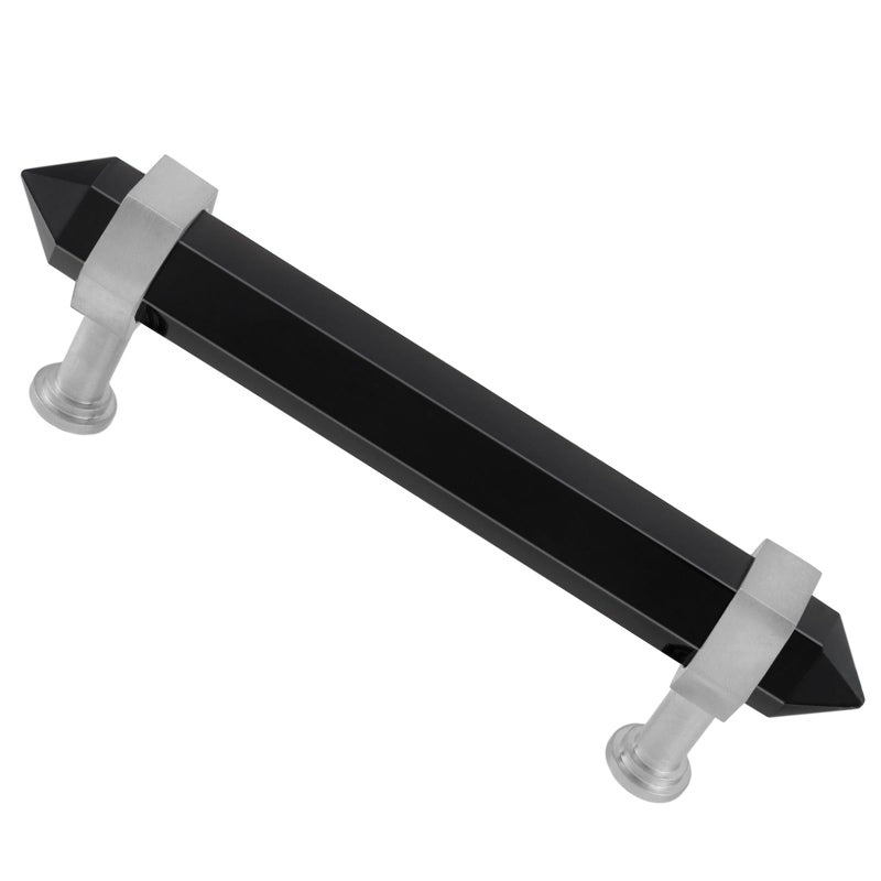 mookaitedecor Brushed Stainless Steel with Black Obsidian Double Crystal Points Drawer Pulls Cabinets Handles Door Knobs for Dresser Cupboard Kitchen Decor - Image 2