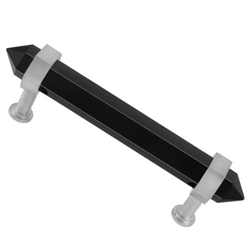 mookaitedecor Brushed Stainless Steel with Black Obsidian Double Crystal Points Drawer Pulls Cabinets Handles Door Knobs for Dresser Cupboard Kitchen Decor - Image 1