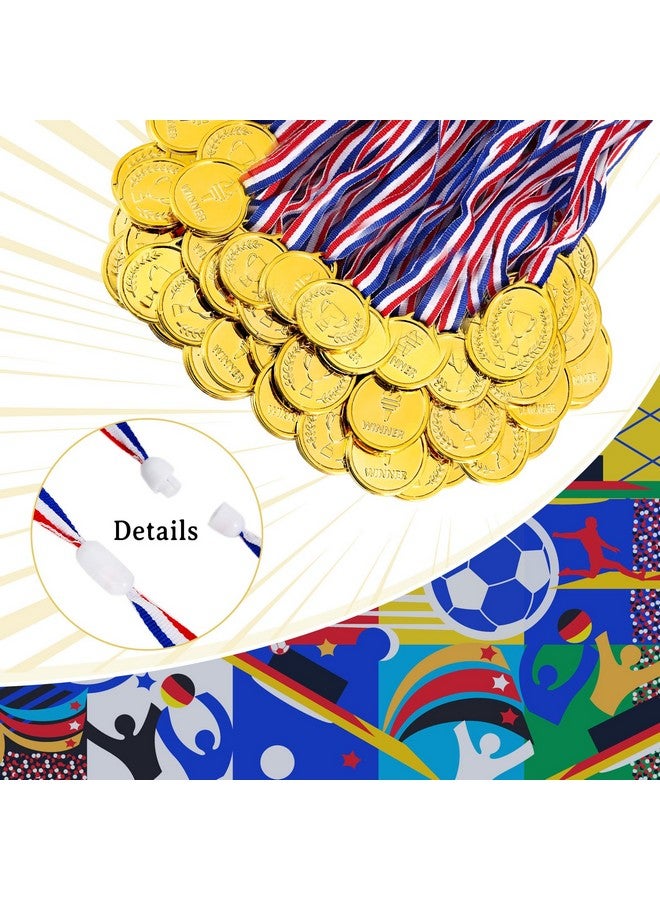 Caydo Caydo 100 Pieces Gold Medals for Kids Medals for Awards Plastic Winner Award Medals for Kids - Image 4