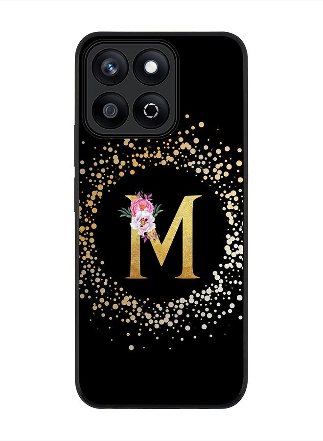 Stylizedd For Honor X7c 4G Case,Slim fit Camera Protection, Shockproof Thin Phone cover  - Custom Monogram Floral - M ( Black ) - Image 1