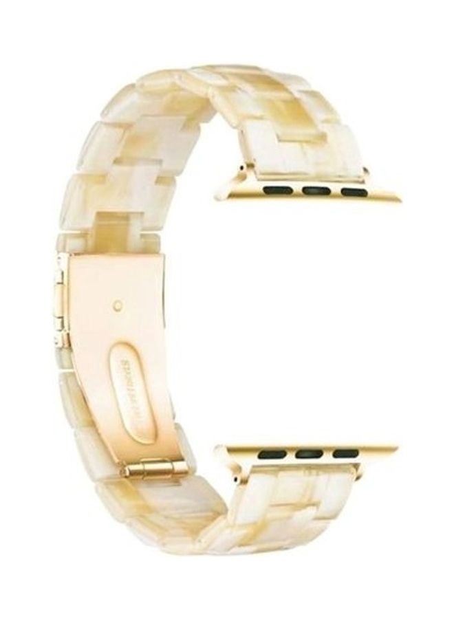 NIBEMINENT Marble Resin Bracelet Band For Apple Watch SE Series 42/44mm Beige - Image 1