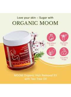 MOOM Organic Sugar Wax Hair Removal Kit For Underarm Face And Bikini Zone Waxing Kit Includes Sugar Wax Infused With Tea Tree Oil Wax Strips & Waxing Sticks Ideal For Sensitive Skin 6 Ounces  - Image 2