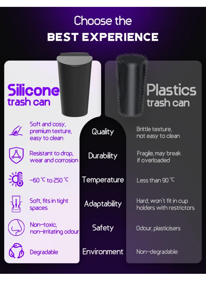 BMZX BMZX Car Trash Can with Lid Small Cup Holder Door Pocket Garbage Can Bin Trash Container Fits Auto Home Office, Black 1 Pack  - Image 3