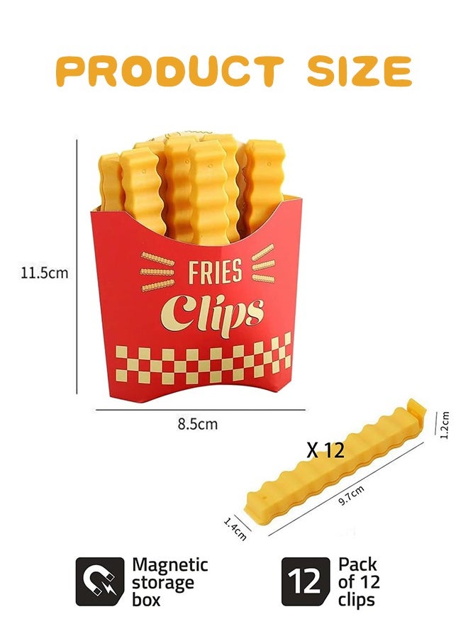 Sweet Life 12 Pieces Fries Clips Fridge Magnet, Shaped Bag Clips to Seal Opened Food Packages Fun Bag Clips for Food in a Magnetic Box to Always Be at Hand Cute Kitchen Accessories  - Image 2