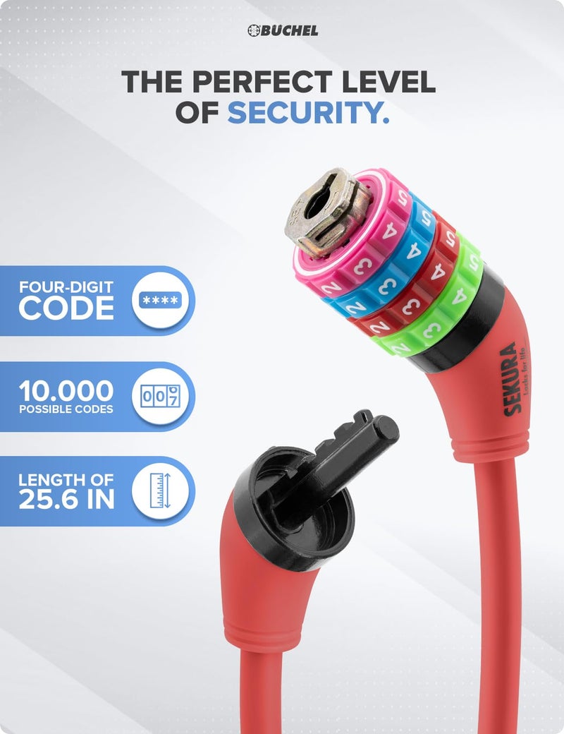 Büchel Bike Locks Cable for Kids - Colorful & Keyless - Secure Your Child's Bike - Easy-to-Use Bicycle Accessory, High Security 5 Digit Resettable Combination Coiling Bicycle Lock, Anti Theft - Image 3