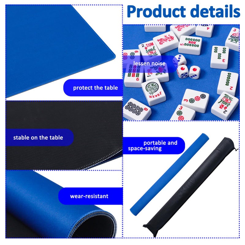 GUSTARIA Large Mahjong Mat with Black Carrying Bag (Blue,31.5 inches), Anti Slip and Noise Reduction Table Cover for Mahjong, Poker, Card Games, Dominoes, Board Games, Slip Resistant Mat - Image 3