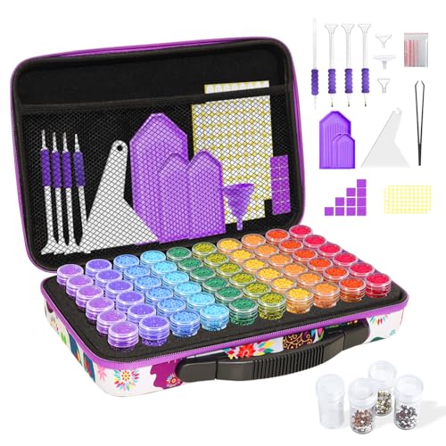 ZORETCO Diamond Painting Storage Box 60 Slots Bead Storage Containers with Tools Kit for Diamond Art Accessories Craft Jewelry Beads Organizer - Image 1