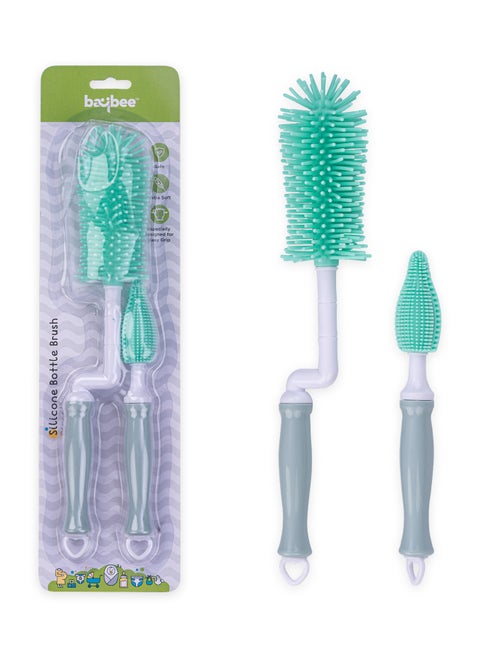 Baybee Baby Bottle Nipple Straw Cleaning Brush| Easy Grip Bottle and Nipple Cleaning Brush | BPA Free PP Cleaning Brush Bottle Tong |Milk Bottle Cleaner Brush (Green)