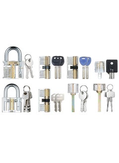 8 PCS Visible Practice Lock Set Transparent Padlock Tubular Lock Picking Training Locksmith Tools Lockpicking Set for Beginners Professionals Kids