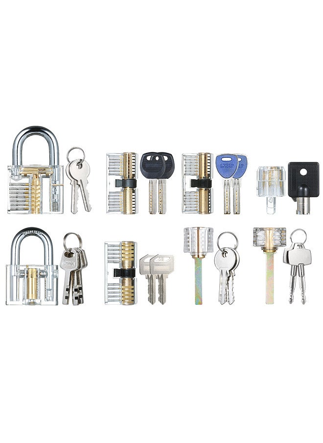 Generic - 8 PCS Visible Practice Lock Set Transparent Padlock Tubular Lock Picking Training Locksmith Tools Lockpicking Set for Beginners Professionals Kids - Image 1