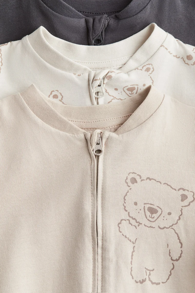H&M 3-pack zip-up sleepsuits