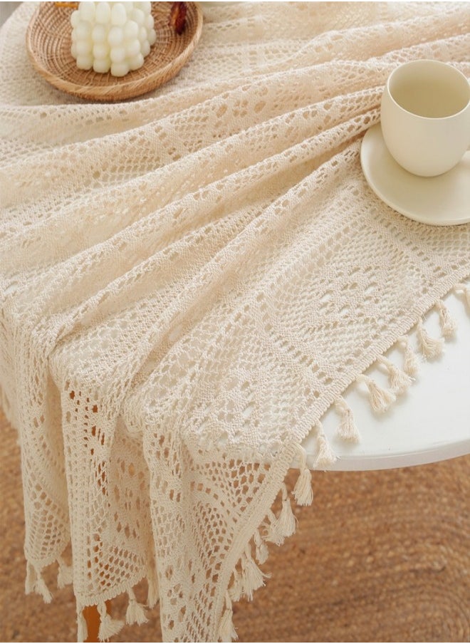 Square Round Tablecloth, 140 * 140 cm Premium Tassel Table Cloth, Hollow Lace Decorative Table Cover, for Kitchen, Dining Room, Picnic, Bistro, Indoor and Outdoor - pzsku/Z4C26E60F42D09DA30D8CZ/45/_/1703583817/ec0af89f-a7d3-443a-a466-72b48c3b3484