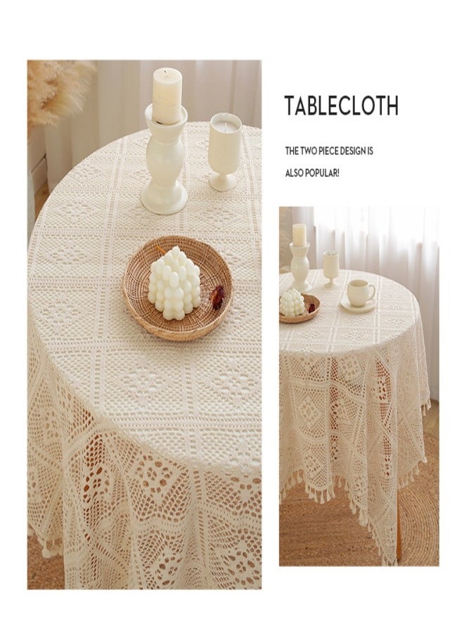 Square Round Tablecloth, 140 * 140 cm Premium Tassel Table Cloth, Hollow Lace Decorative Table Cover, for Kitchen, Dining Room, Picnic, Bistro, Indoor and Outdoor - pzsku/Z4C26E60F42D09DA30D8CZ/45/_/1703583821/27ec3b83-e33e-4421-bcb3-d74eff35fd29