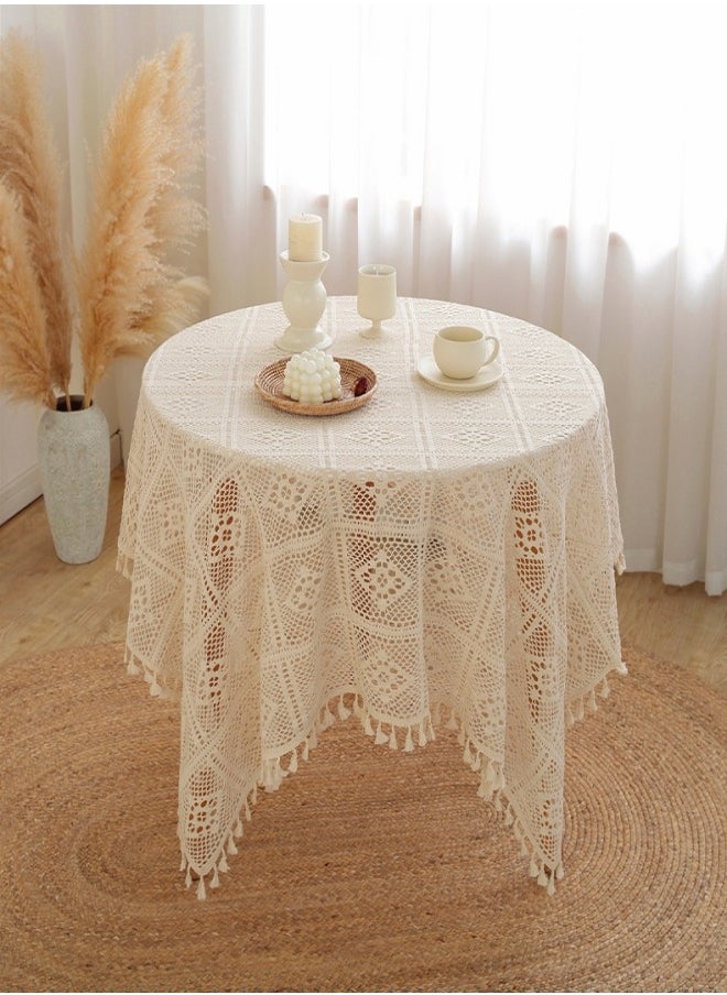 Square Round Tablecloth, 140 * 140 cm Premium Tassel Table Cloth, Hollow Lace Decorative Table Cover, for Kitchen, Dining Room, Picnic, Bistro, Indoor and Outdoor - pzsku/Z4C26E60F42D09DA30D8CZ/45/_/1703583822/dd15508d-d11a-4f0b-8fca-360e6189ae6d