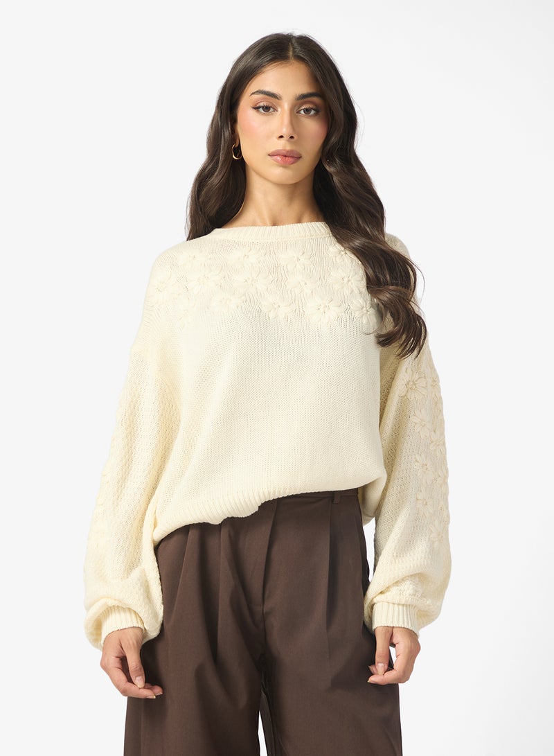 ELLA Jumper With Embossed Florals - Image 1