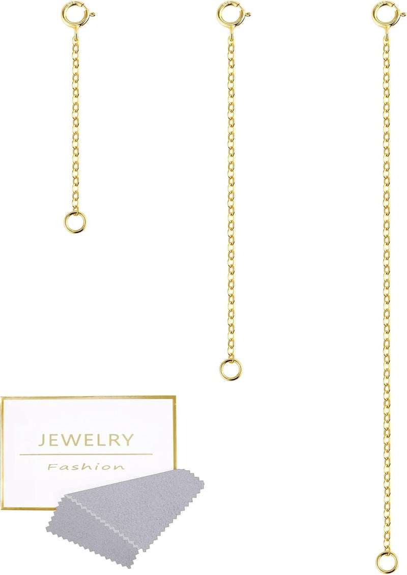 Lancharmed 3 Pcs 925 Sterling Silver Necklace Extenders for Women Durable Strong Removable Necklace Bracelet Anklet Extension Jewelry Making Chains - Image 1