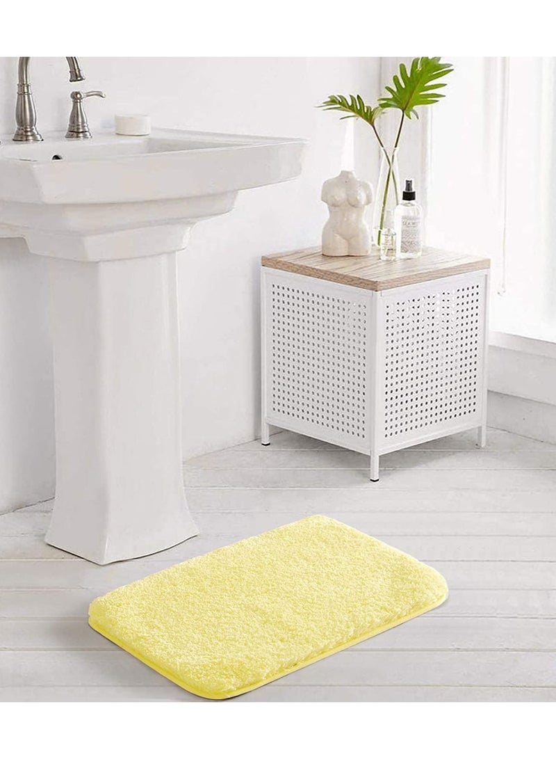 Bathlux Bathroom Rug Non Slip Bath Mat for Bathroom (18 inch x 30 inch, Yellow) Water Absorbent Soft Microfiber Shaggy Bathroom Mat Machine Washable Bath Rug for Bathroom Thick Plush Rugs for Shower - Image 2