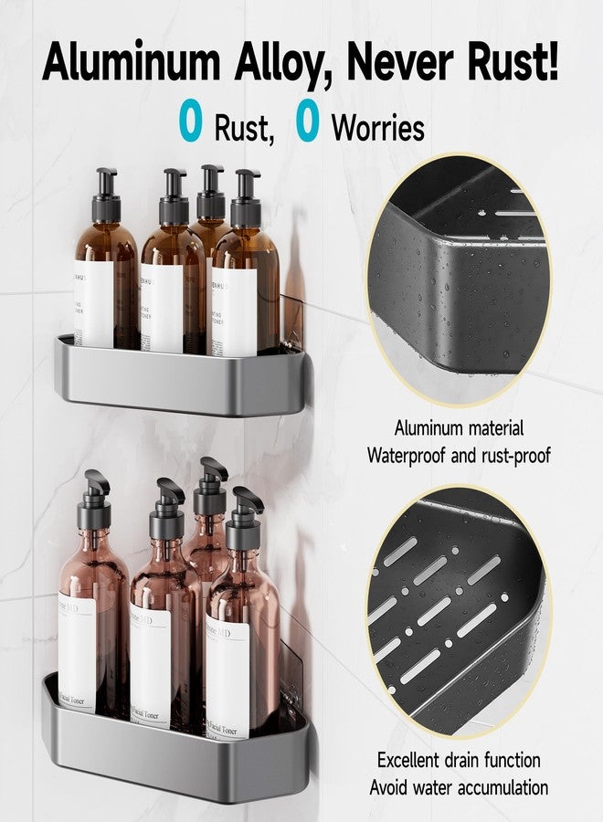 Veken Aluminum Corner Shower Caddy 4-Pack, Never Rust, No Drilling Adhesive Shelves, Stainless Rack with Soap Holder, Large Capacity Bathroom Organizers and Storage, Wall-Mounted Kitchen & Home Decor - Image 2