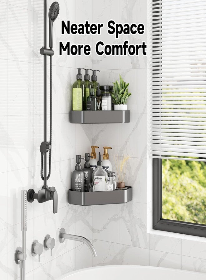 Veken Aluminum Corner Shower Caddy 4-Pack, Never Rust, No Drilling Adhesive Shelves, Stainless Rack with Soap Holder, Large Capacity Bathroom Organizers and Storage, Wall-Mounted Kitchen & Home Decor - Image 5