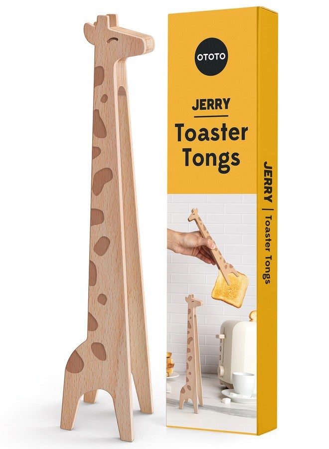 OTOTO NEW OTOTO Jerry the Giraffe Toaster Tongs - Multipurpose Wooden Tongs for Cooking, Serving Food, Kitchen Gifts, Fun Gifts, Cute Kitchen Accessories, Fun Gadgets - Image 1