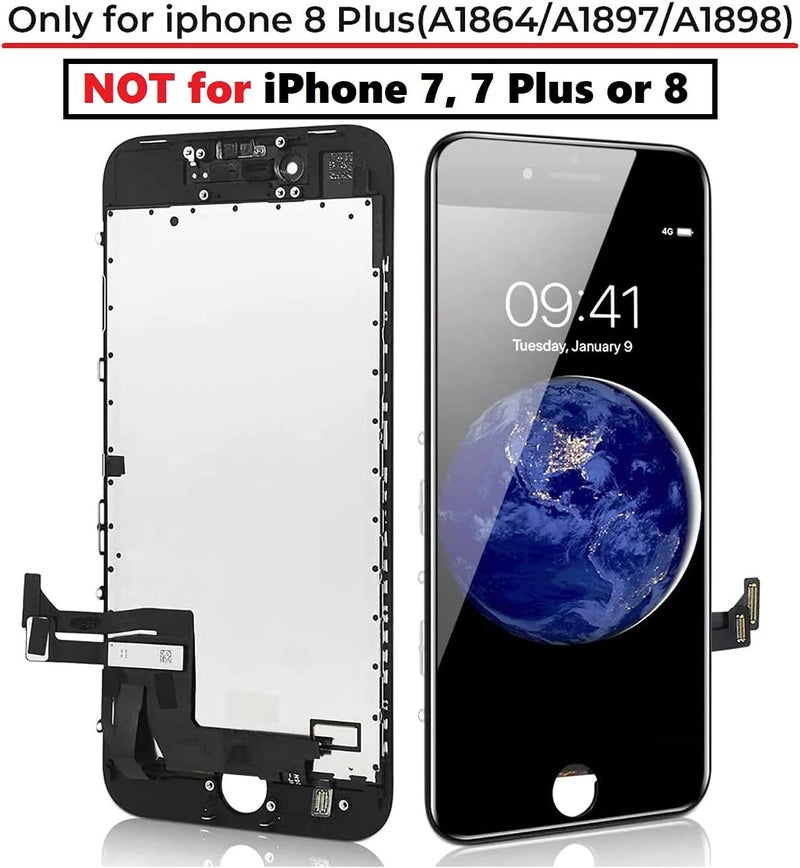 Diykitpl for iPhone 8 Plus Screen Replacement Black 5.5 Inch, 3D Touch LCD Digitizer Display for iPhone 8 Plus, with Repair Tools Kit for A1864,A1897,A1898 Glass Screen - Image 2