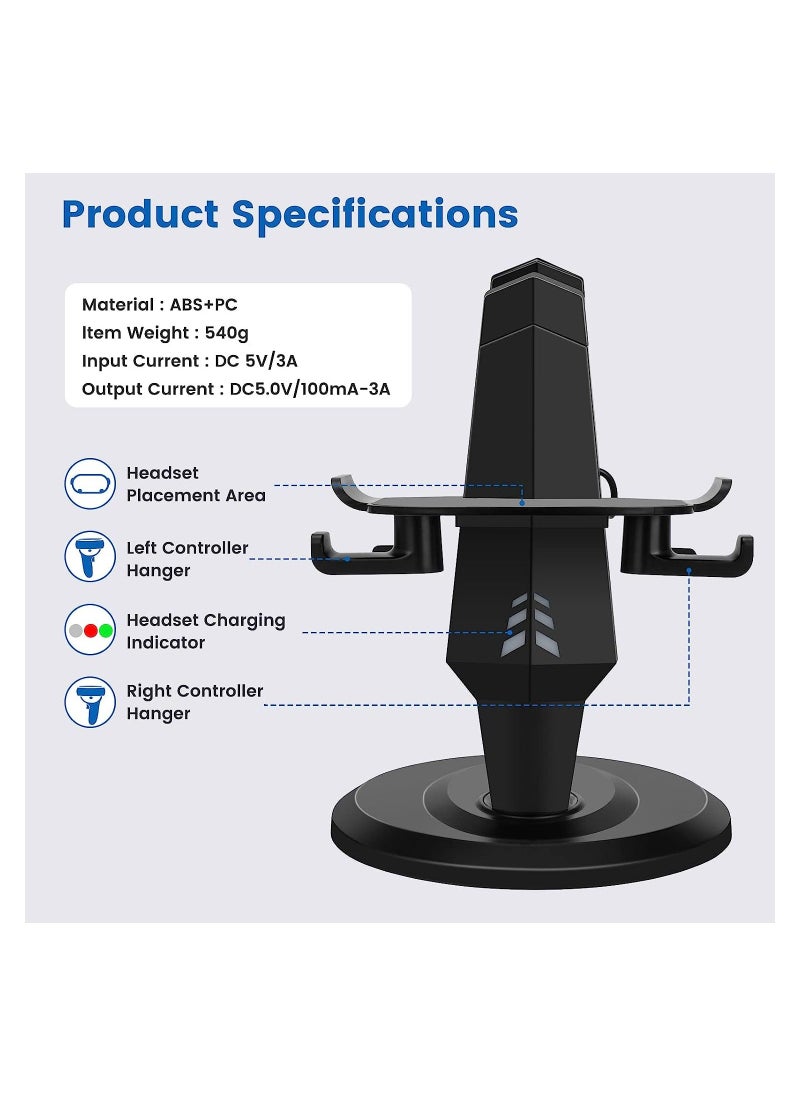 Y&D - VR Stand, Headset Charging Dock Display Touch Controllers Accessories for Oculus Quest, Quest 2,Rift, Rift S, Valve Index, Black - Image 1