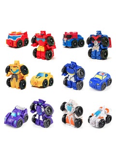 General 6 Pieces Mini Robot Car Toys Toddler Little Heroes Movable Figures Push To Rescue Vehicle Playsets Boys Small Car Robot  - Image 1
