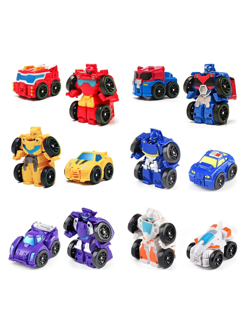 general 6 Pieces Mini Robot Car Toys Toddler Little Heroes Movable Figures Push To Rescue Vehicle Playsets Boys Small Car Robot - Image 1