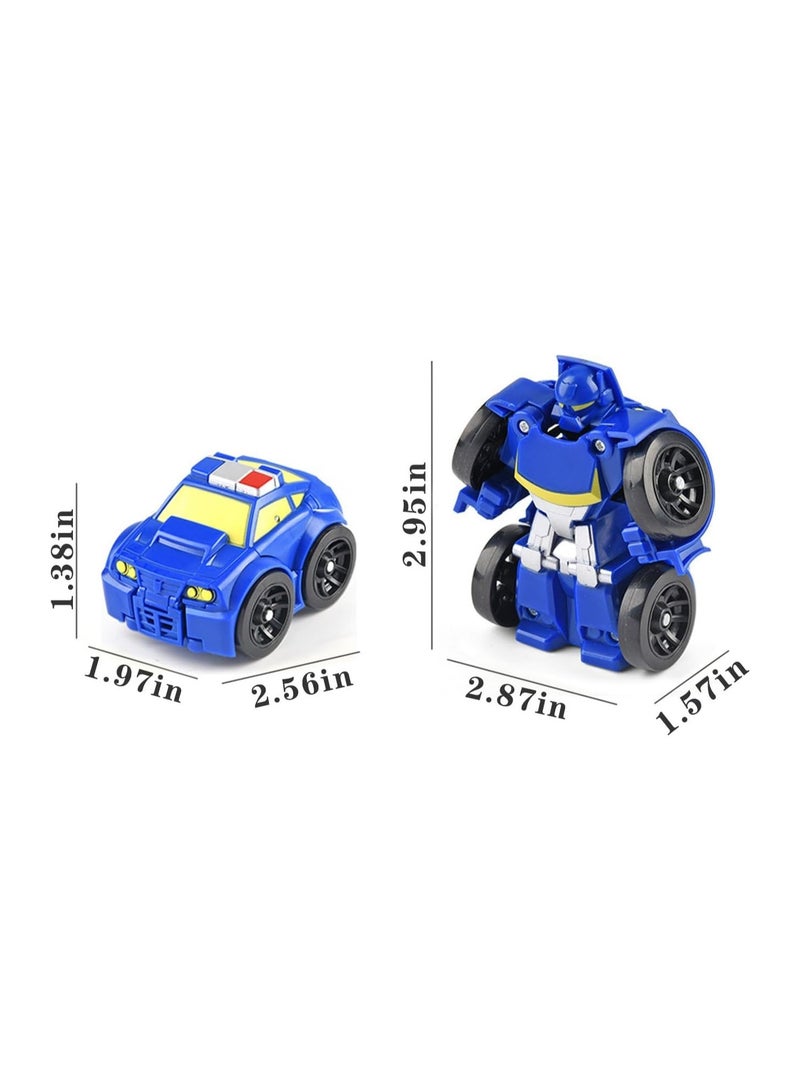 general 6 Pieces Mini Robot Car Toys Toddler Little Heroes Movable Figures Push To Rescue Vehicle Playsets Boys Small Car Robot - Image 2