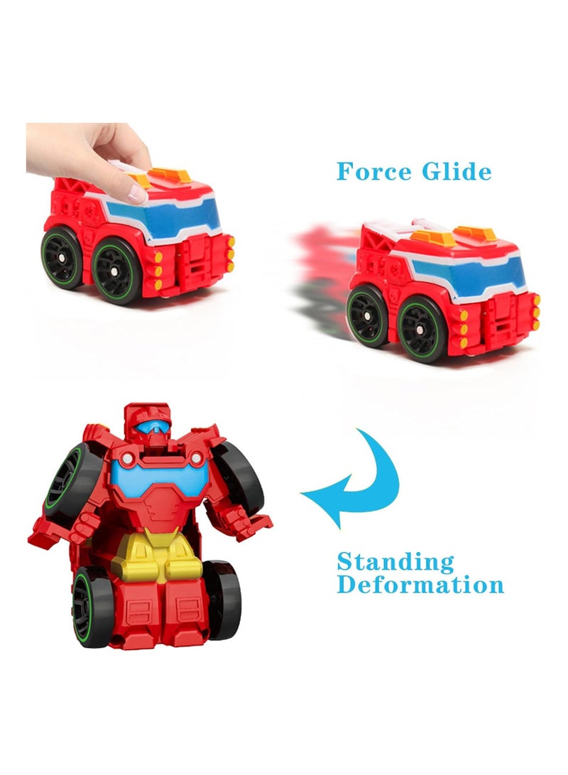 general 6 Pieces Mini Robot Car Toys Toddler Little Heroes Movable Figures Push To Rescue Vehicle Playsets Boys Small Car Robot - Image 3