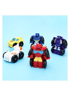 General 6 Pieces Mini Robot Car Toys Toddler Little Heroes Movable Figures Push To Rescue Vehicle Playsets Boys Small Car Robot  - Image 4