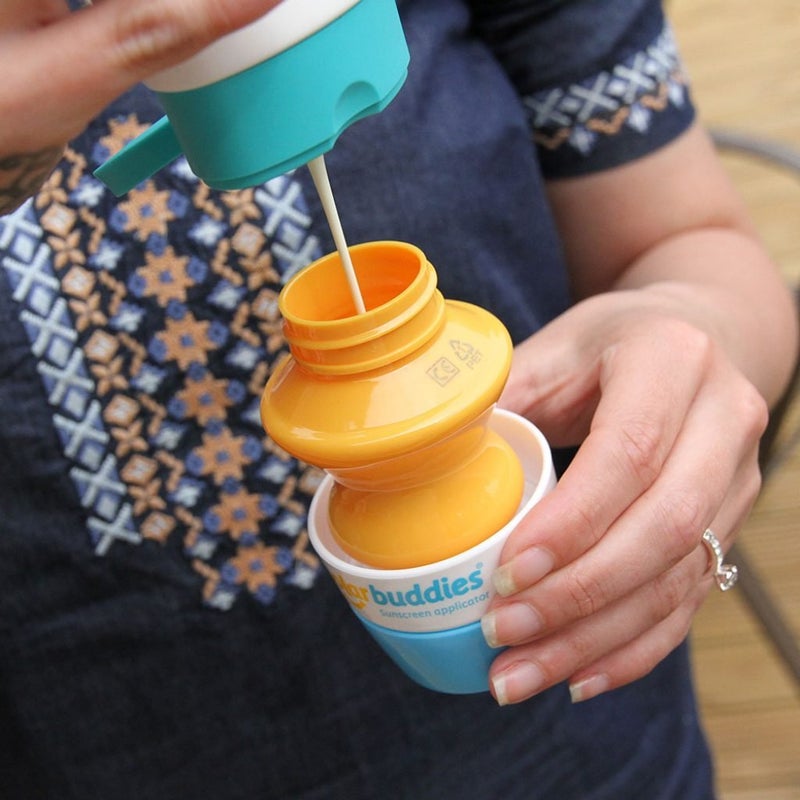 Solar Buddies Duo GB Solar Buddies Refillable Roll On Sponge Applicator For Kids, Adults, Families, Travel Size Holds 100ml Travel Friendly for Sunscreen, Suncream and Lotions - Image 2