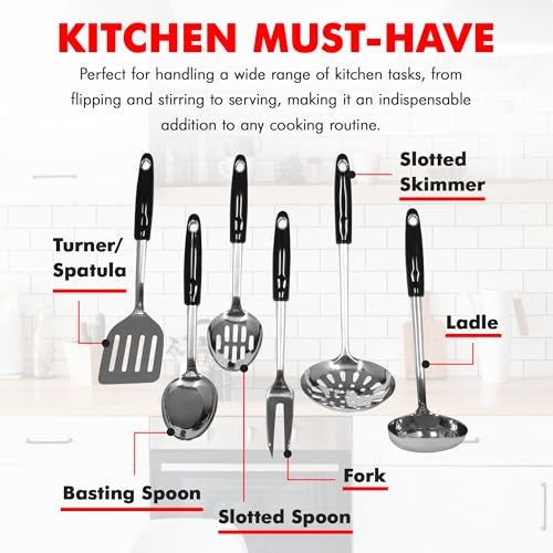 Chef Craft Heavy Duty Kitchen Tool and Utensil Set, 6 Piece, Stainless Steel - Image 4