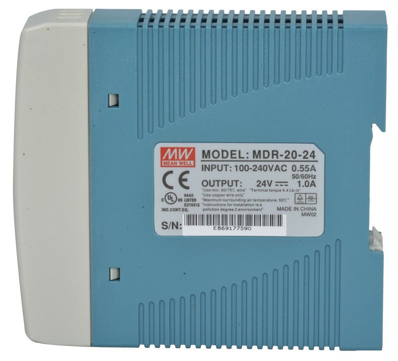 MEAN WELL MDR-20-24 AC to DC DIN-Rail Power Supply, 24V, 1 Amp, 24W, 1.5" - 1943385 - Image 2